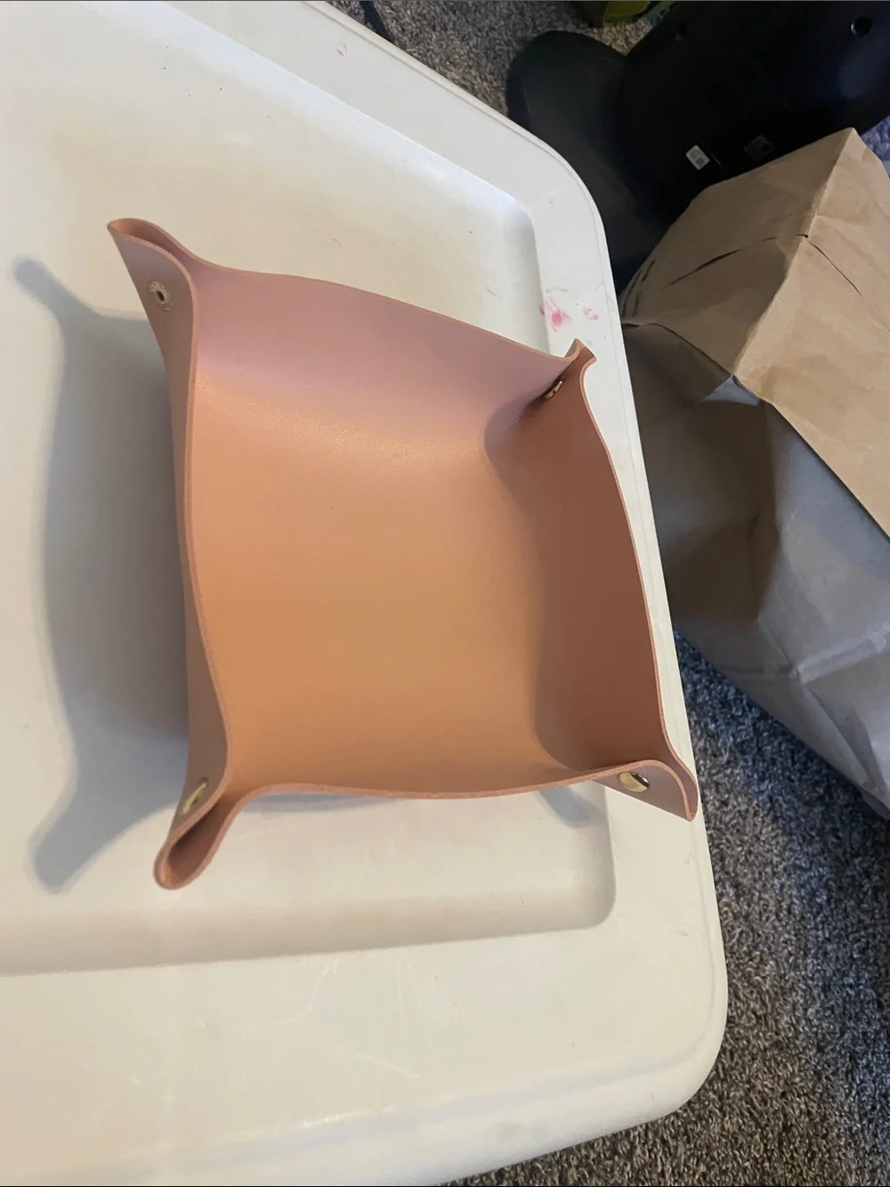 Leather Catchall Tray in Dusty Rose